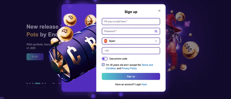 Регистрация казино Криптобосс